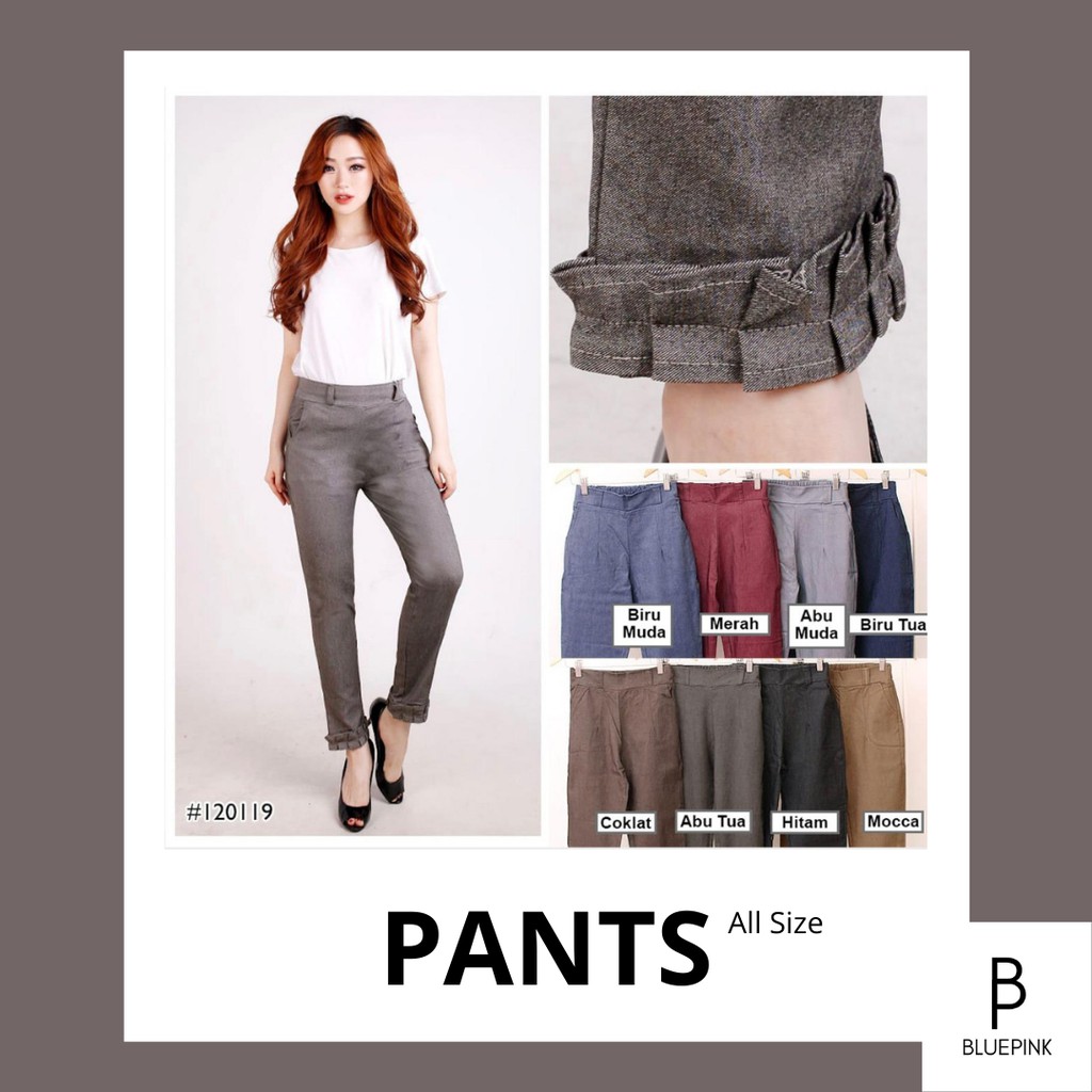 BLUEPINK All Size Cotton Pants Celana  Bahan Wanita  