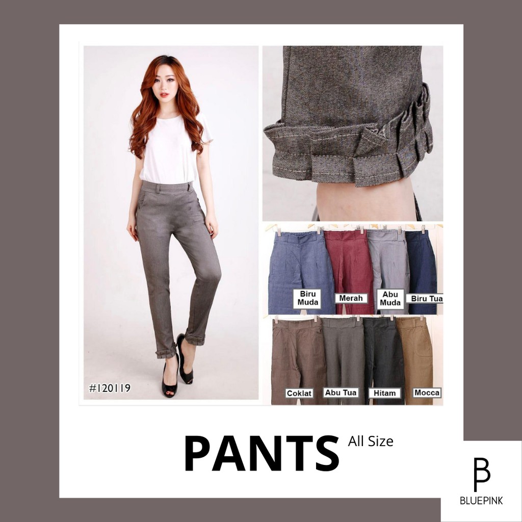 BLUEPINK All Size Cotton Pants Celana Bahan Wanita BLUEPINK All Size Cotton Pants Celana Bahan Wanita
