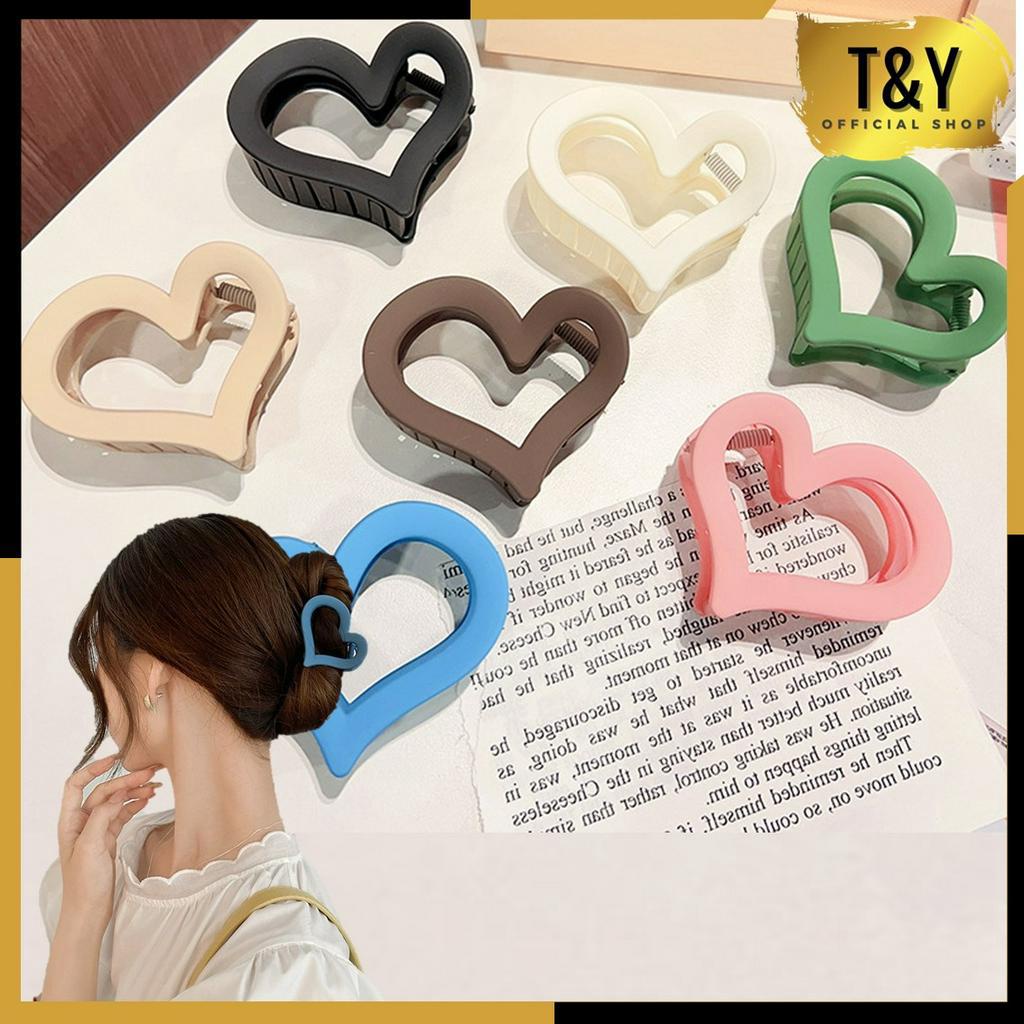 T&amp;Y Jepit Rambut Wanita Model Love Doff Besar Jedai Bentuk Love Hair Claw Clip Women Fashion Korea Import