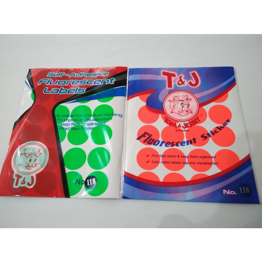 

Label Sticker Bulat Warna Fluorescent Tom & Jerry No. 118