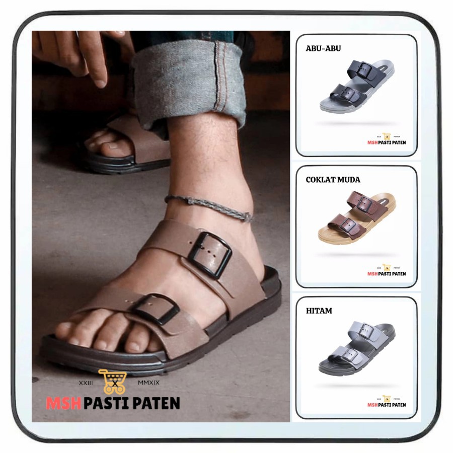 Sandal selop gesper ban 2 bahan karet merk yumeida gt 7122 original size 38-43