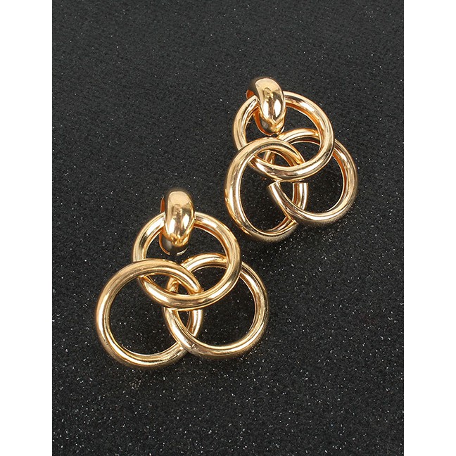 LRC Anting Tusuk Fashion Gold Color Alloy Plating Ring Earrings K77468