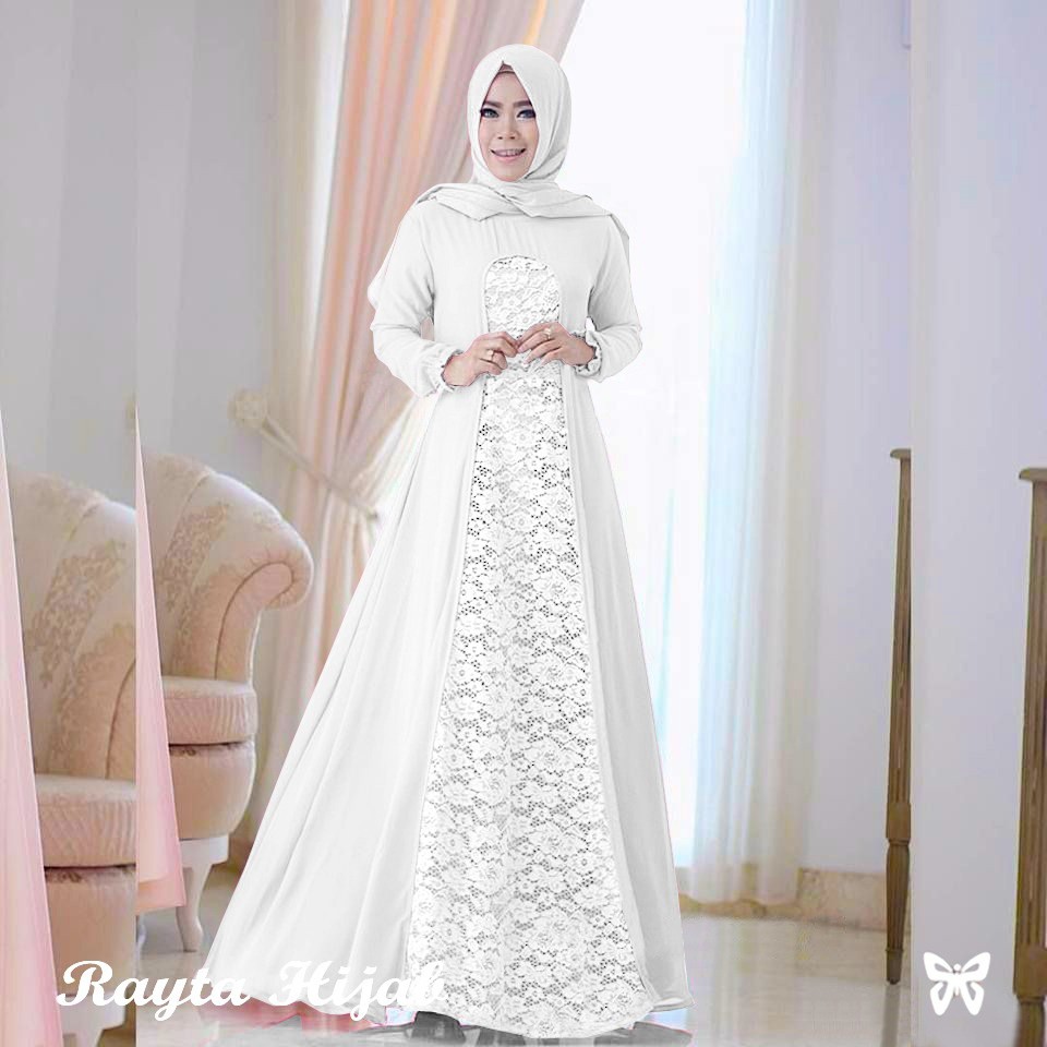 HOPYLOVY - Gamis Wanita Jersey Brukat RAYTA HIJAB + Free Pashmina