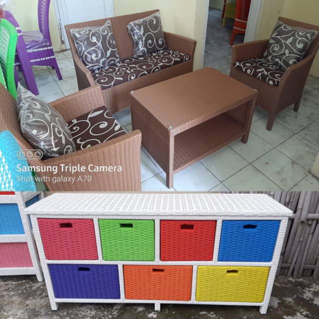 2set lemari laci 6 panjnd dan sofa Hawai