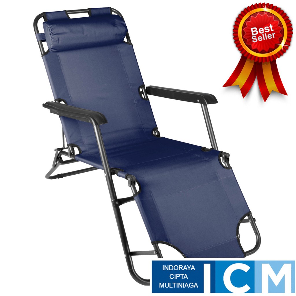 Kursi Lipat Santai Berjemur Lounge Chair Navy Blue