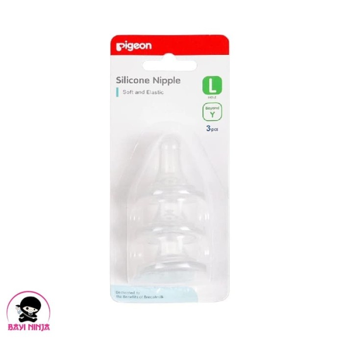 dot botol susu bayi PIGEON Silicone Nipple Triple Pack Blister L Isi 3