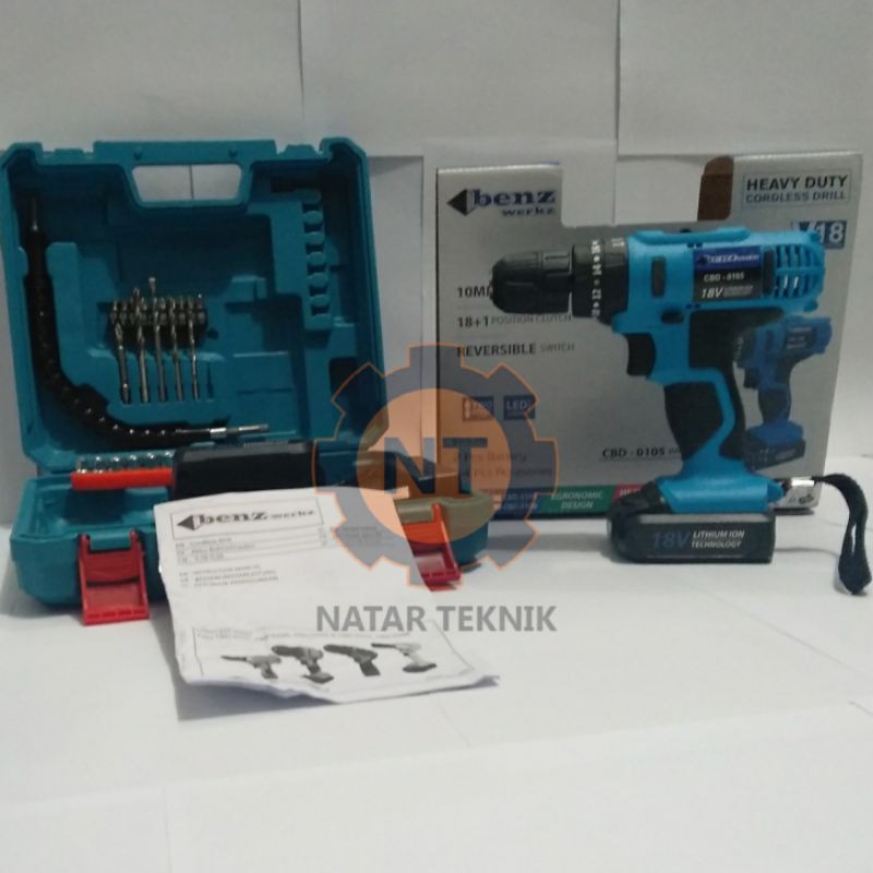 Mesin Bor Baterai BENZ 18V CBD-0105 / Cordless Drill / Impact Drill