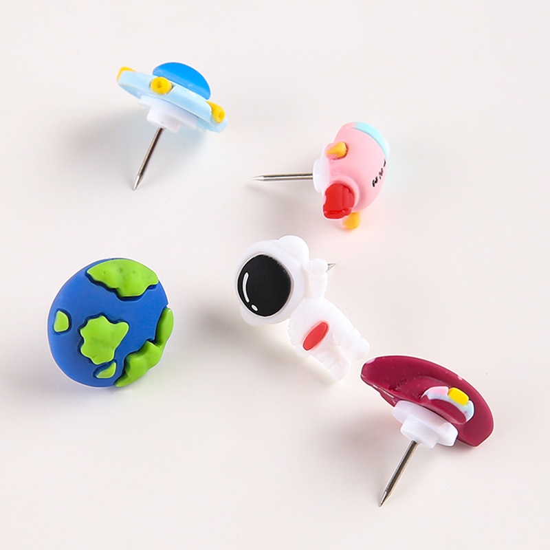5 Pcs Cartoon Space Series Pushpins Creative Cute Small Thumbtacks