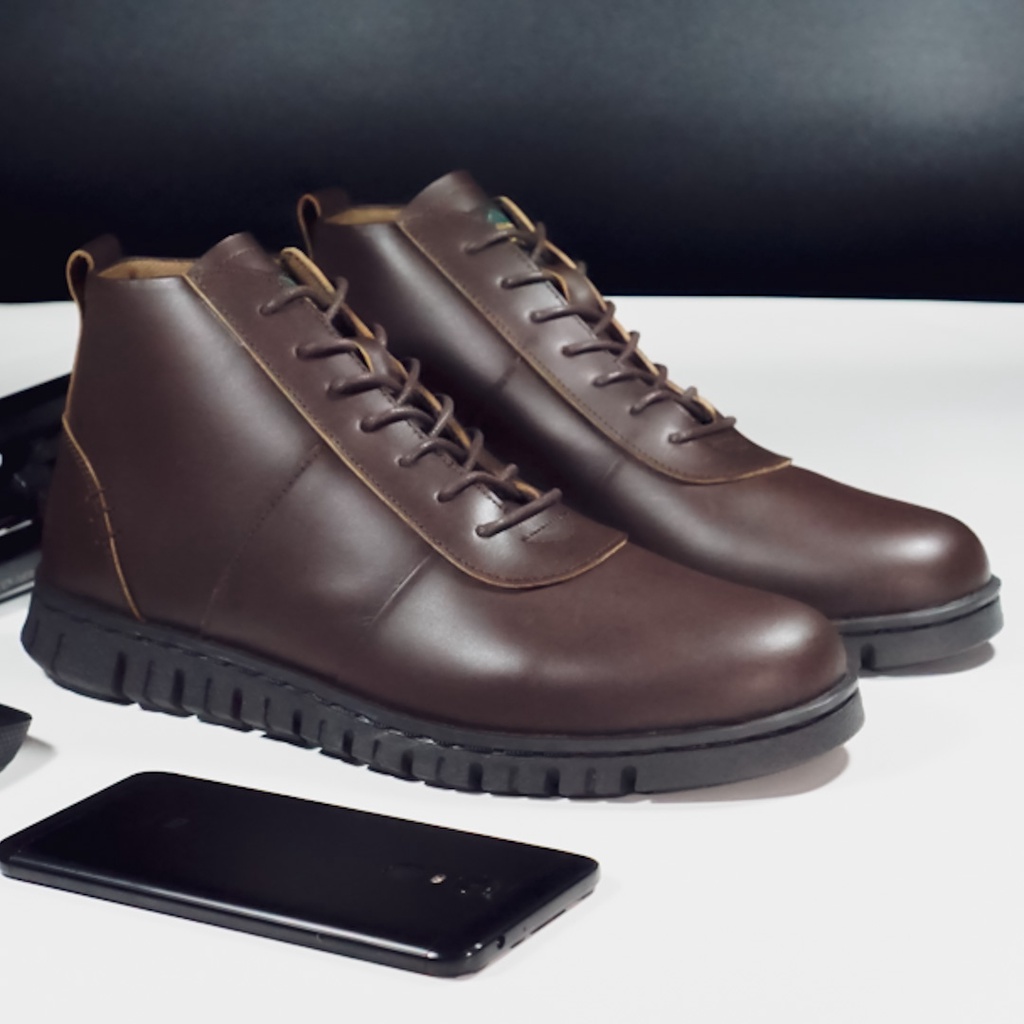 Nathan Brown | Sepatu Kulit Asli Formal Vintage Klasik Simpel Pria Cowok Men Boots | FORIND x BARNUM