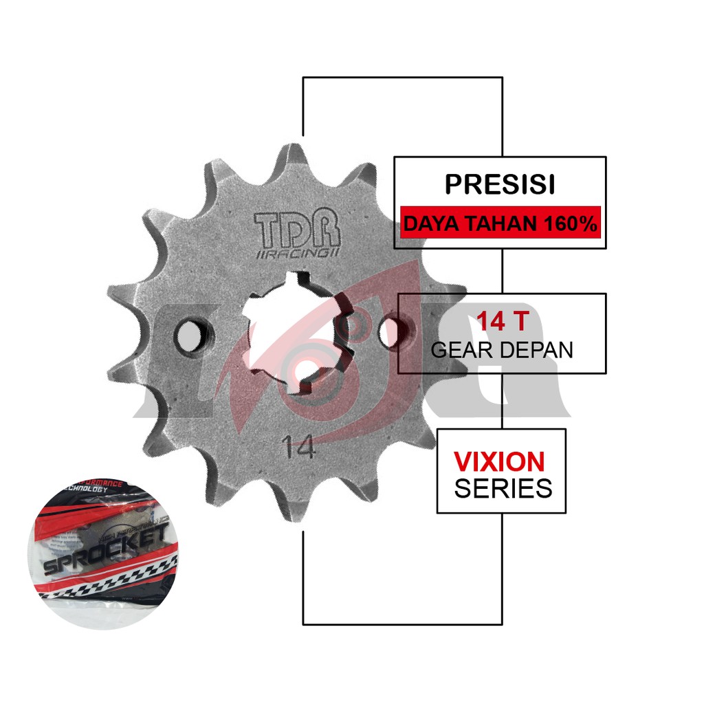 TDR Gear Depan Yamaha Vixion Scorpio Gir Rear Racing Part 428 14T