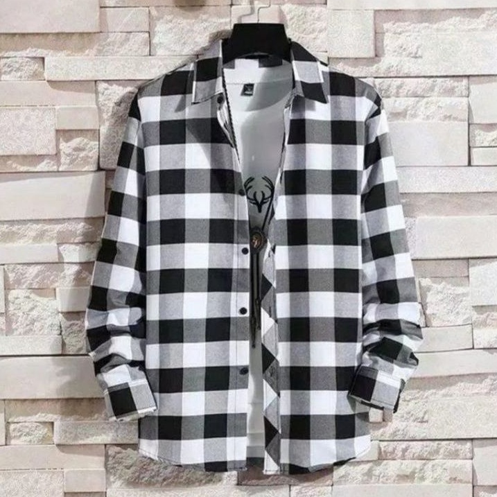 Kemeja Flanel Kotak kotak Lengan Panjang Pria Wanita Kualitas disto Hem Panjang Flannel Katun