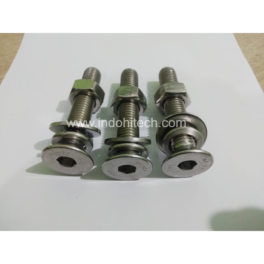 Baut Mur Ring Verseng L M10 x 100 mm SS304 Baut Verseng JF SET M10x100