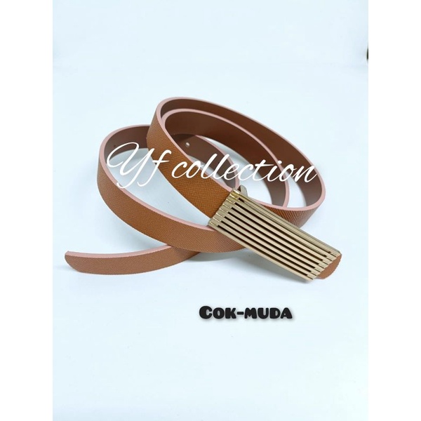 IKAT PINGGANG SABUK BELT DRESS WANITA KULIT PU 2CM COREA GOLD 016