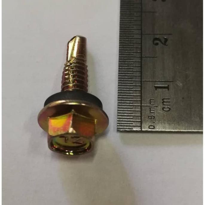 Terlaris SKRUP ROOFING 2,5 CM / SEKRUP HOLO BESI BAJA KUNING KARET Baru
