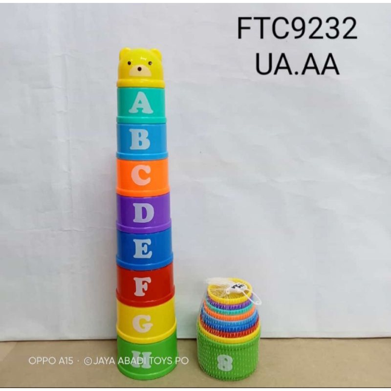 Mainan Stacking Cup / Gelas Susun Abjad / Angka Melatih Motorik anak FTC9232