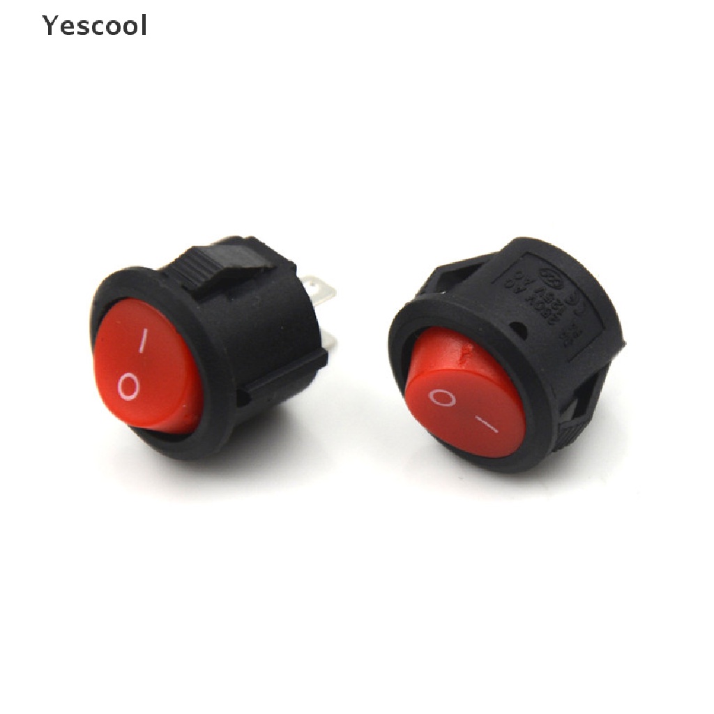 Yescool 10Pcs Saklar Rocker Switch ON-OFF Mini 2-Pin Diameter 16mm 3A / 250V Untuk Perahu