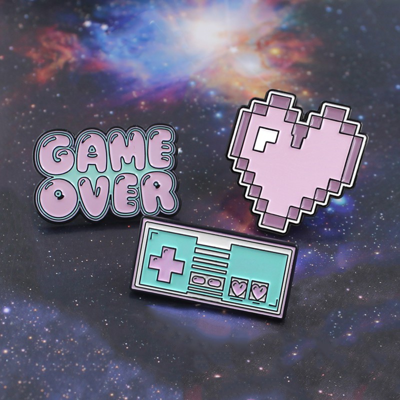 Bros Pin Desain Game Console Love Pixel Gaya Retro Untuk Pria Dan Wanita