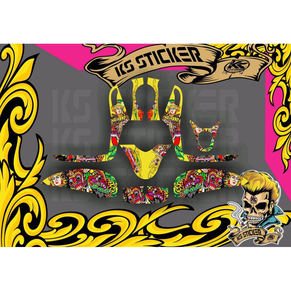 Cutting Stiker Decal Scoopy Fi Barong Bali Kuning Stiker Full Body