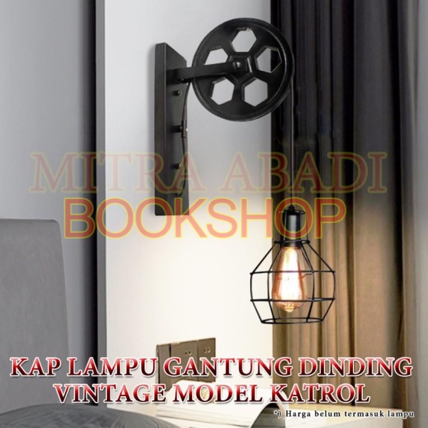 Kap Lampu Gantung Dinding Vintage Model Katrol / Lift Pulley Cafe