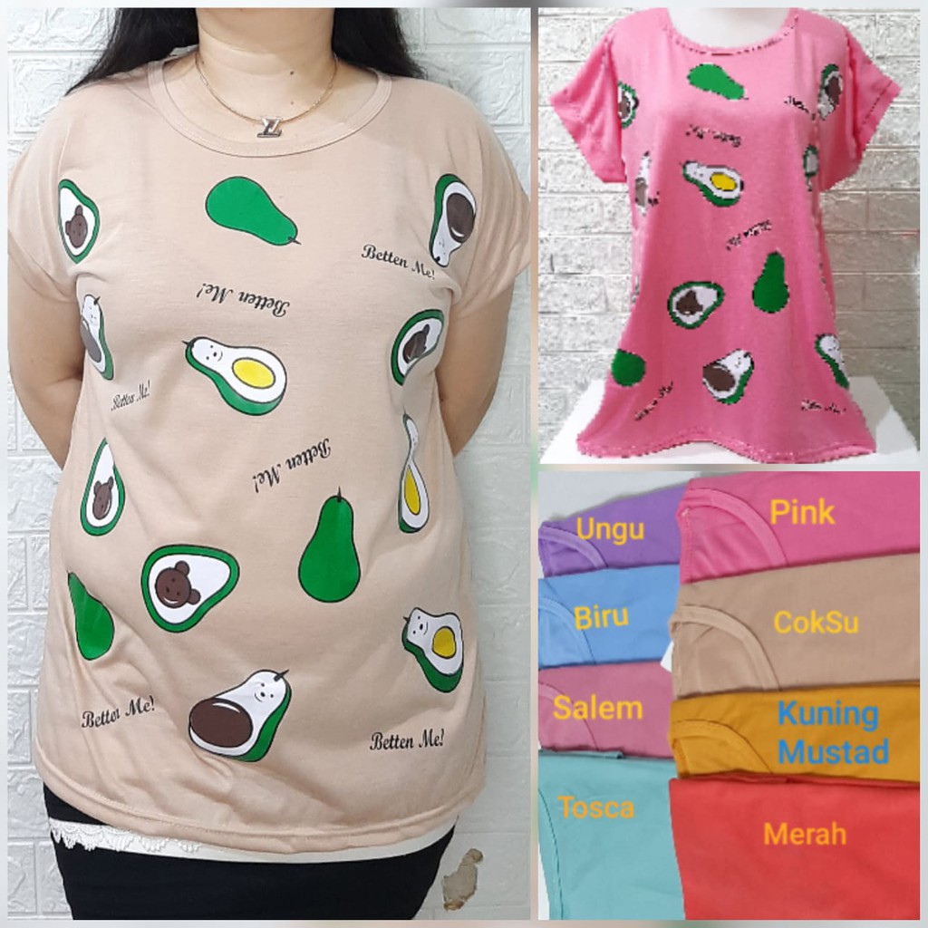 PROMO MURAH!!KAOS JUMBO ALPOKAT/KAOS JUMBO HARGA MURAH MERIAH/KAOS IBU-IBU JUMBO