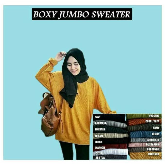SWEATER RAJUT BOXXY WANITA JUMBO MURAH / JAKET HOODIE BIGSIZE IMPORT PROMO FASHION