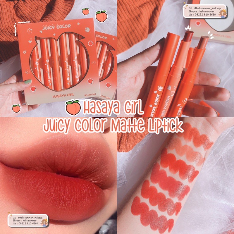 [ORI THAILAND] Hasaya Girl Juicy peach Matte Lipstick set