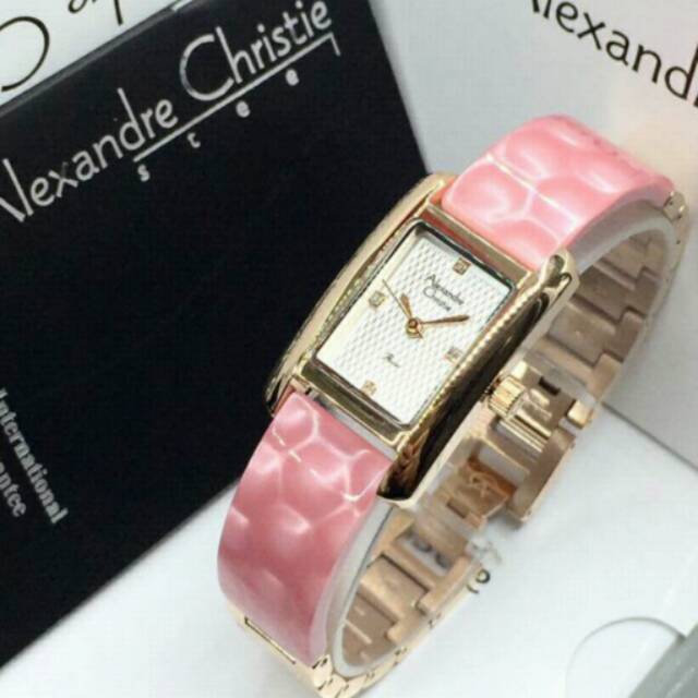 Jam tangan wanita elegant Simple Alexandre Christie Princess Original Pink