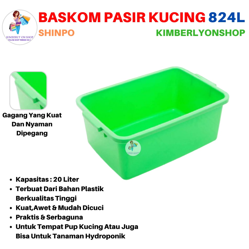 Baskom Bak Plastik Segi Pasir Kucing Serbaguna Italy 824 L Shinpo