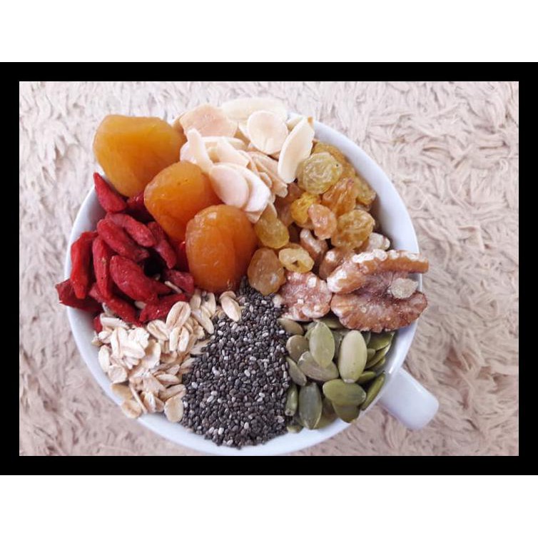 

Healthy Granola Super Mixed 500 Gram ( Walnut, Chia Seed, Gojiberry ) Terlengkap
