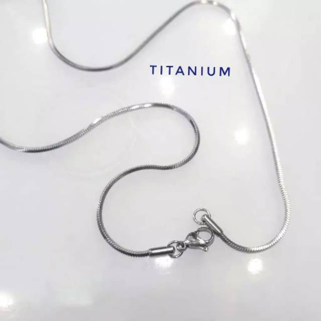 Kalung titanium 100% anti karat anti luntur model bulat silver