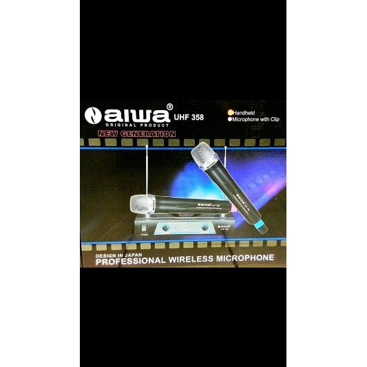 Aiwa naiwa UHF 358 microphone mic wireless mik wireles microphone tanpa kabel dua pegang karaoke au