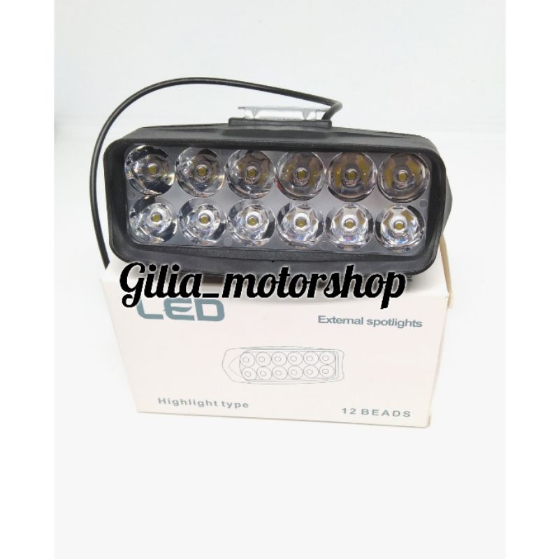 Lampu Sorot Kotak 12 Mata Lampu Tembak LED 12 mata Buat Motor Mobil/lampu utama LED  12 LED nyala putih