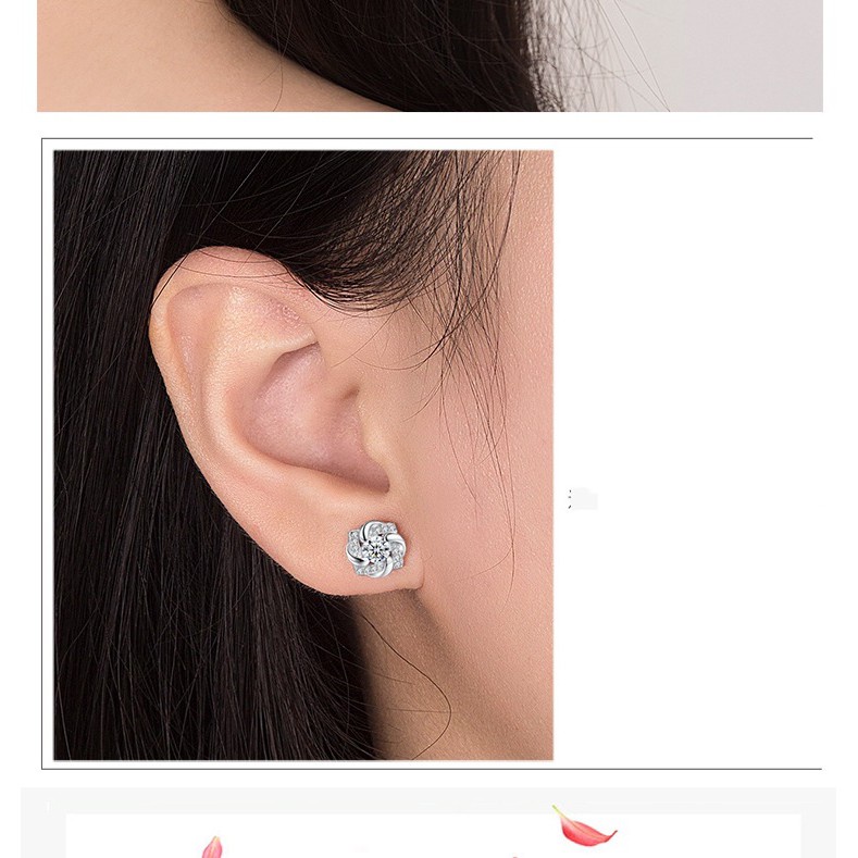 925 Perak Lucu Anting-Anting Anting-Anting Gaya Korea Wanita Ungu Jantung-Berbentuk Bulat Perhiasan Sederhana