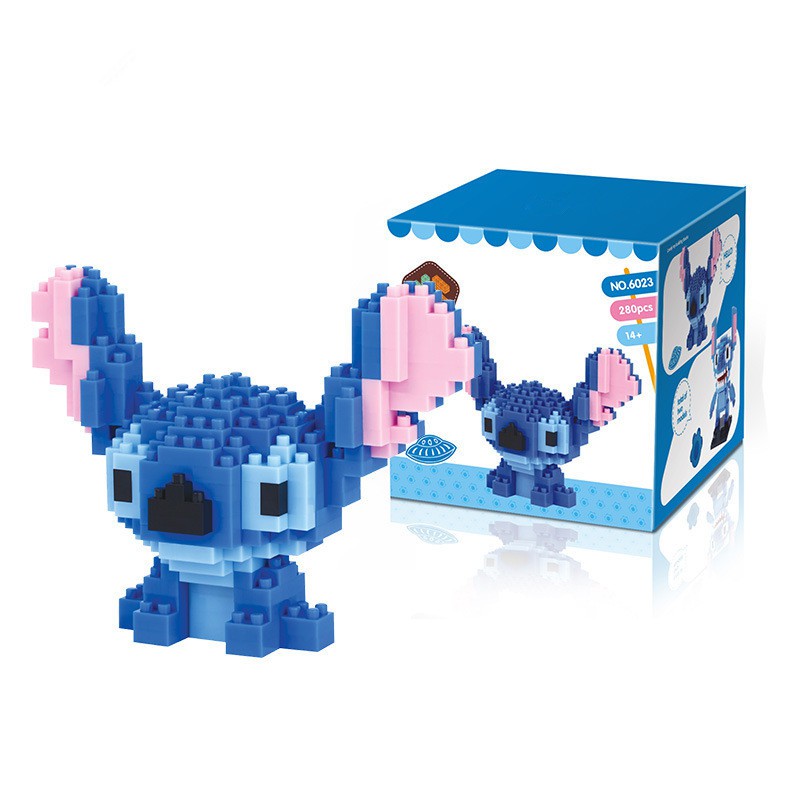 236-313pcs Partikel Lilo Stitch Blok Bangunan Mainan Dengan Kotak Batu Bata Nano Berlian Stitch Action Figure Mainan Edukasi Anak