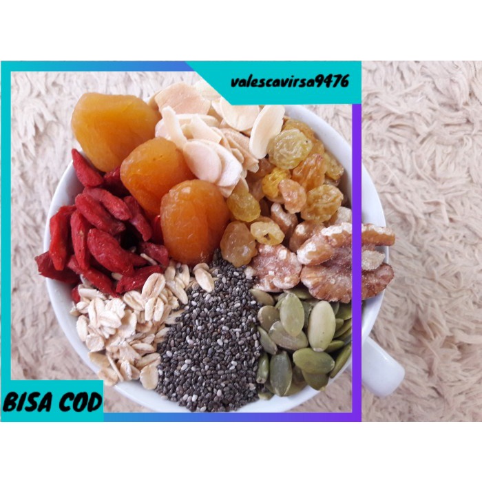 

⭐BISA COD⭐ Healthy Granola Super Mixed 500 gram ( Walnut, Chia seed, Gojiberry )