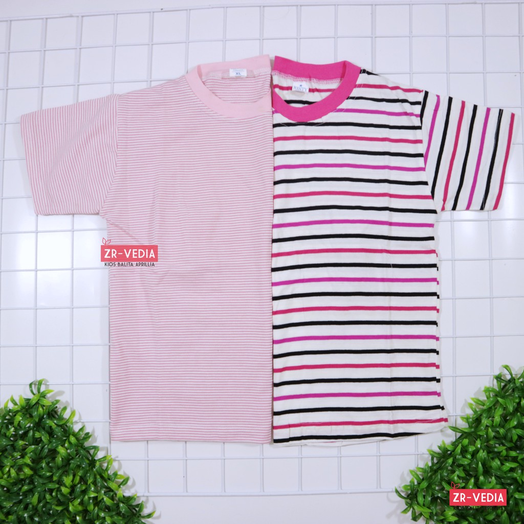 Kaos Geulis uk 5-6 Tahun / Baju Anak Perempuan Adem Lengan Pendek Murah Polos Branded Salur