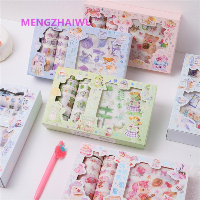 

washi tape set+sticker/sticker/isolasi fancy/siolasi bergambar/isolasi motif/sticker fancy