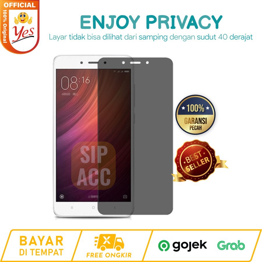 REDMI S2/XIAOMI MI A2/MI 6X TEMPERED GLASS ANTI SPY, ANTI GORES KACA SPY PRIVACY