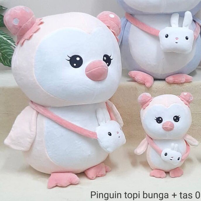 Boneka Pinguin Topi Bunga Tas Slempang Kelinci Animal Safari