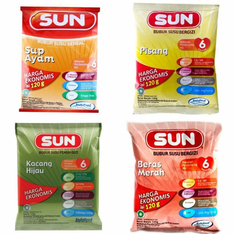 Bubur Sun Sachet EKONOMIS 120gr All Varian | SUN Mpasi Bubur Mp Asi Makanan Bayi Usia 6 bulan 6+