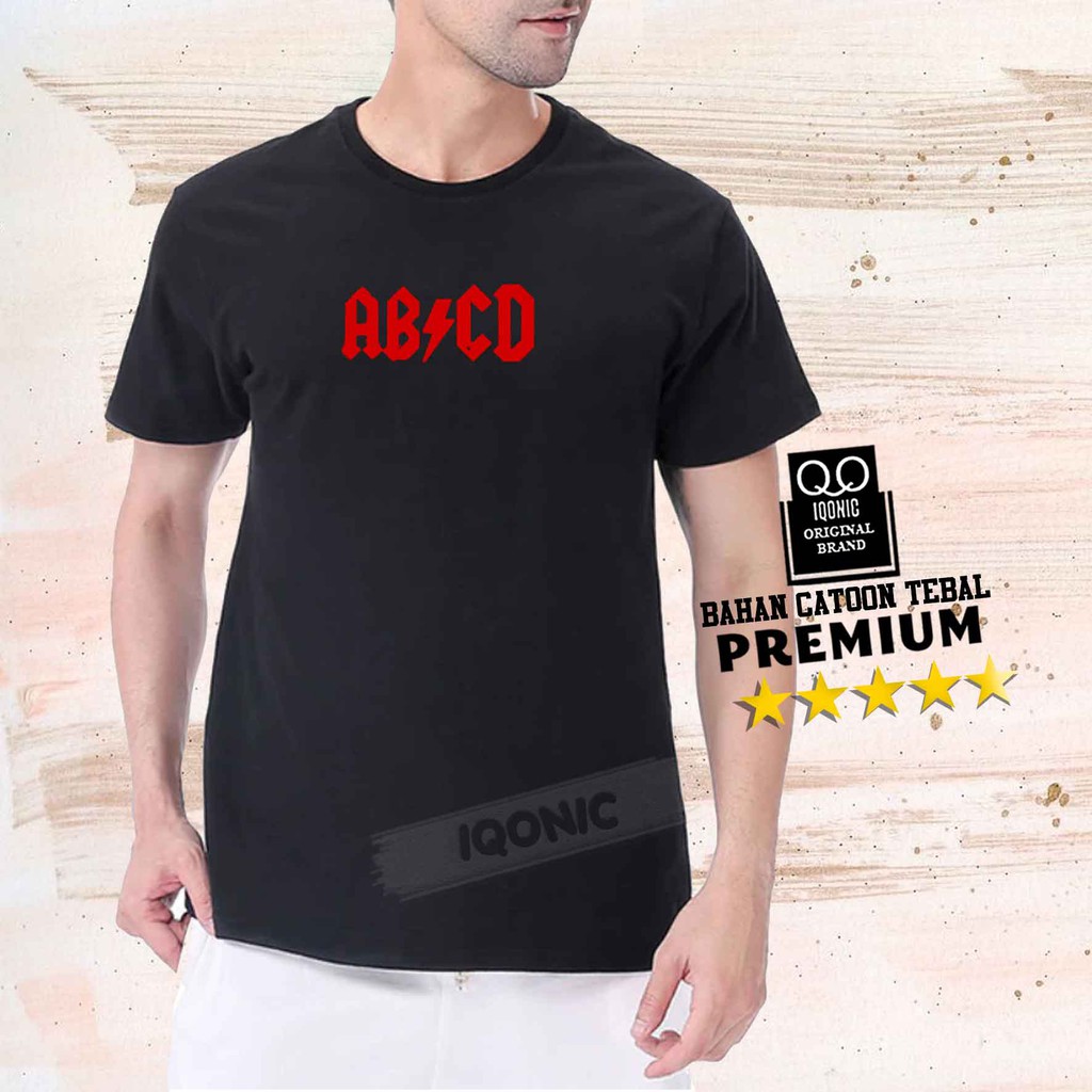 Brother Store Kaos Distro Pria - KAOS COWOK -  Abcd Text Hitam Premium