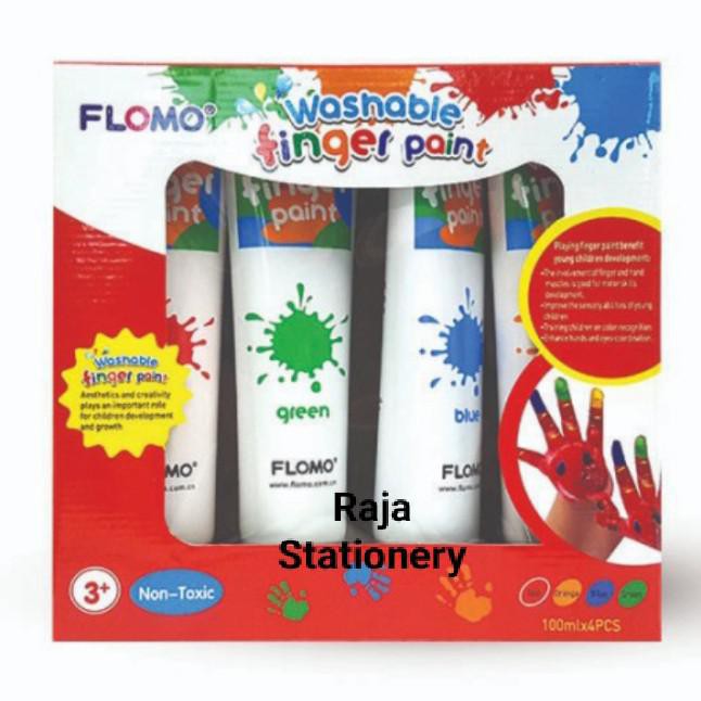 

FLOMO WASHABLE FINGER PAINT SET 4PCS NON-TOXIC / CAT TANGAN AMAN SET