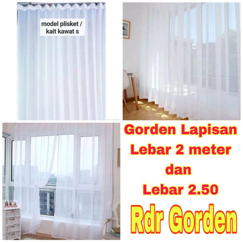 Dalaman gorden jendela Vitrase gorden Tirai jendela Lapisan hordeng pintu Puring dalaman hordeng