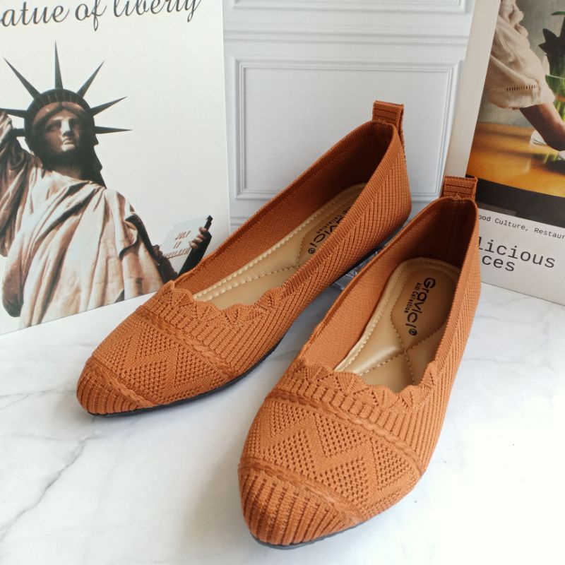 GRAVICI - Sepatu Flat Rajut Import Wanita Elegan DO-29