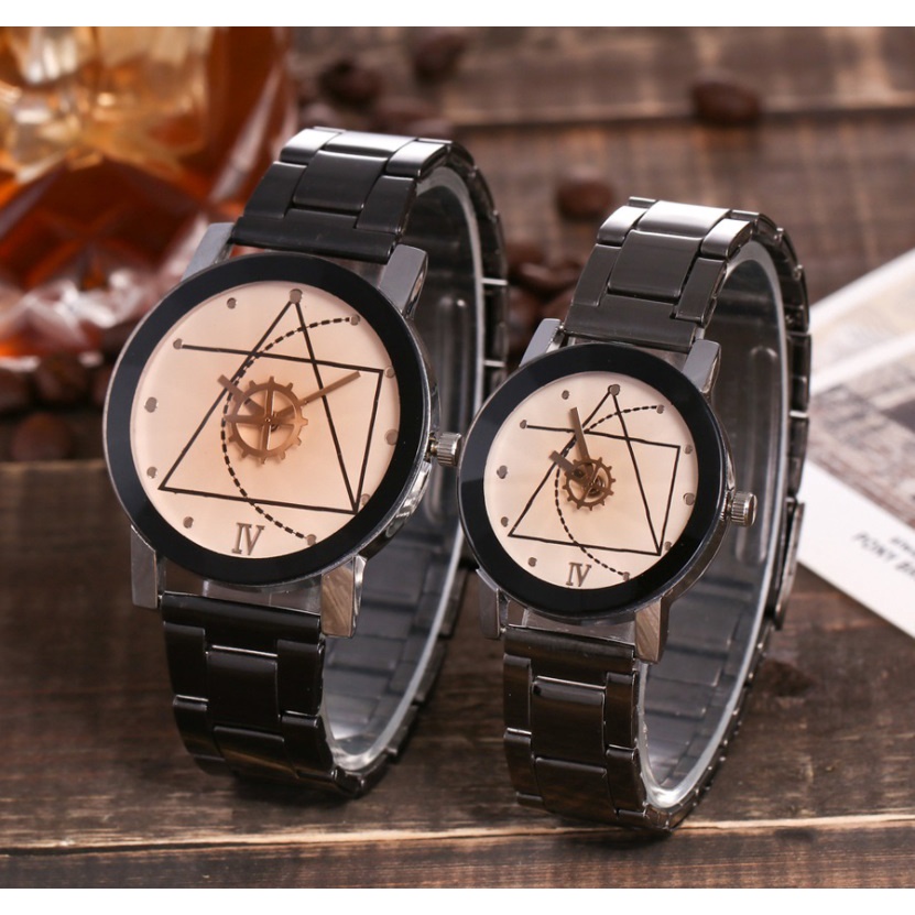 #51 Jam Tangan Couple GEAR STEEL KHAKI Korea Fashion Stainless Steel Watch