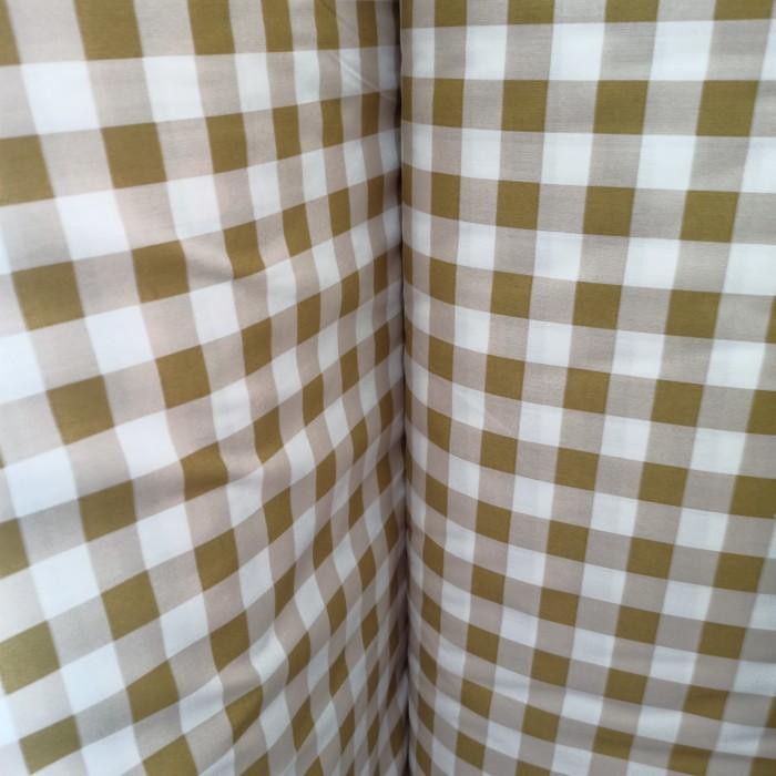 Cotton | Kain Bahan Sprei Meteran Katun Star Motif Kotak Kecil Coklat Terbaru Ready Stock