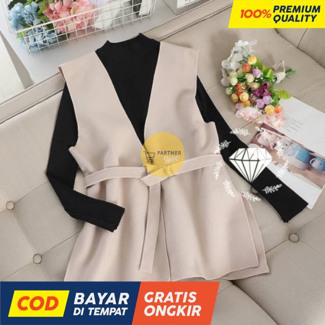 BAJU SETELAN WANITA KEKINIAN / SET OUTER ULALA TOP 2IN1 MOSCREPE INNER DAN OUTER TREND 2022