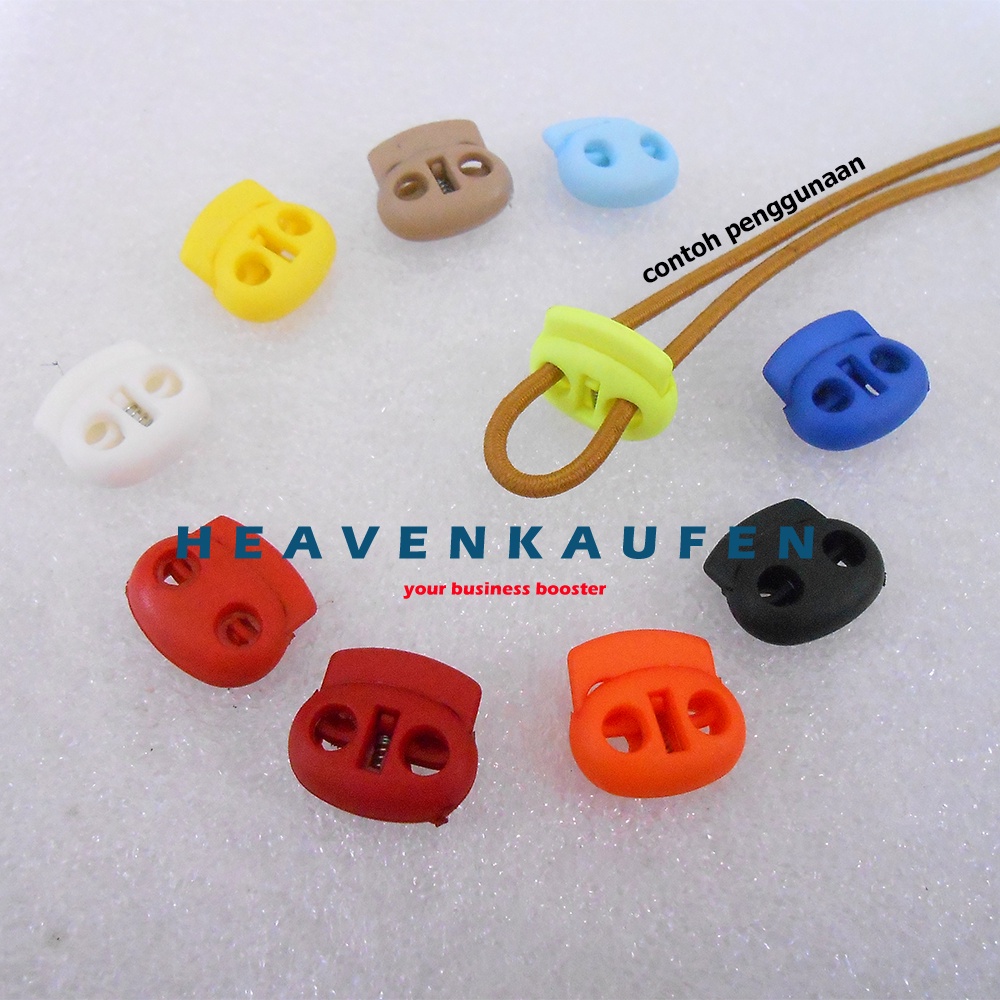 Stopper Tali Dua Lubang Model Compo Warna Warni Solid Type C1 Untuk Tali Maks 3 mm