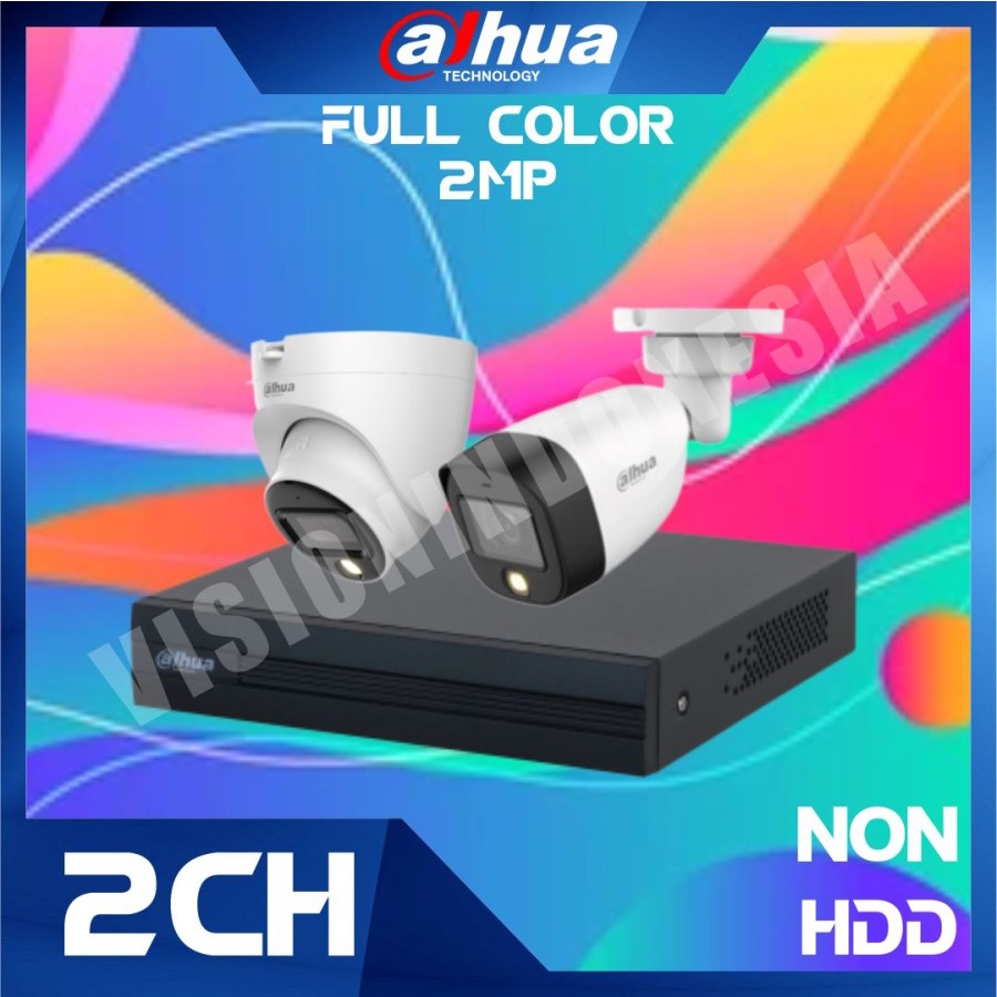 PAKET CCTV DAHUA 2MP COLORVU 2 KAMERA TANPA HDD SIAP PASANG