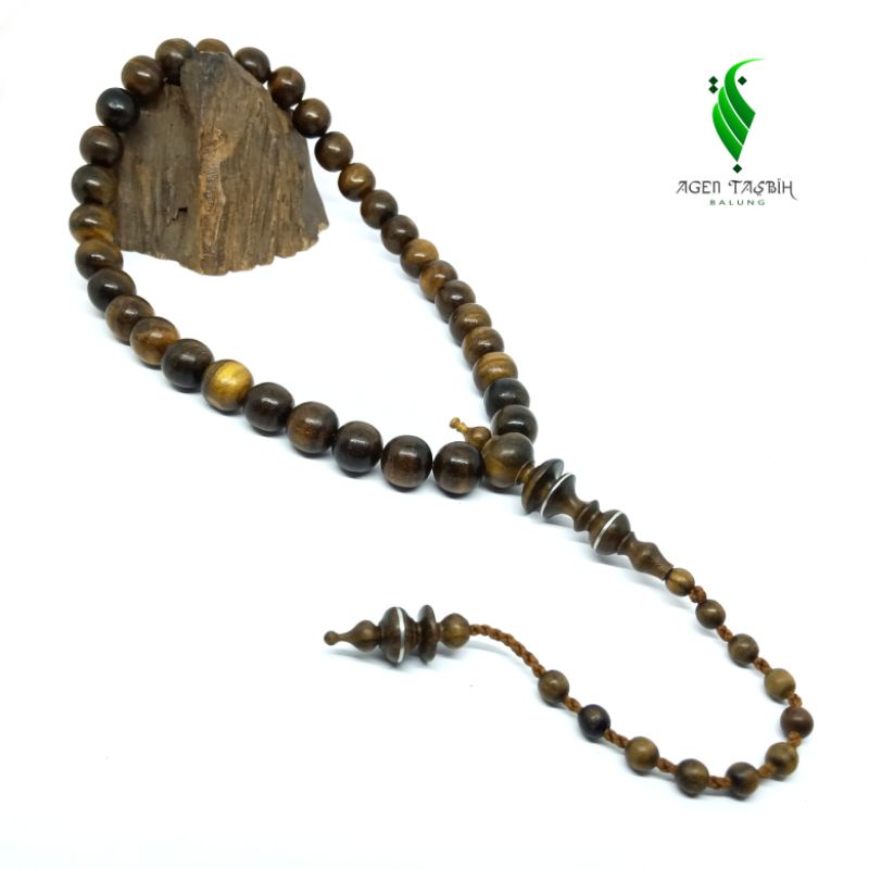 Tasbih Kayu Galih Kemuning Hitam Asli Size 12mm Jumbo, Tasbih Muslim 33 Butir